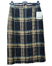 Skirt Light Check Mix Linen Bottom Black Lined, Size 42 Summer Flax Skir... - £38.86 GBP