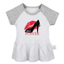 Girl Power Lips and High-heeled Shoes Newborn Baby Dress Toddler Cotton Clothes - £10.44 GBP