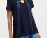 Joseph Ribkoff Satin Scarf Top Blue - $143.00