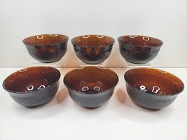 6 Mikasa Italian Countryside Amber Soup Cereal Bowls Set Rib Embossed Scroll Lot - £62.49 GBP