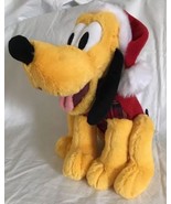Disney Store Holiday Pluto Christmas Plush Toy Red Plaid Hat Shirt 2012 EUC - £28.14 GBP