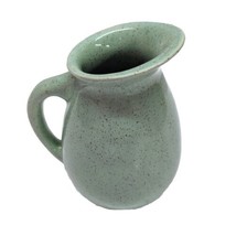 Vintage Art Pottery Aqua Ceramic Brown Speckled Creamer Marked 90-8 USA ... - $14.82