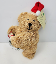 Sisal Bear Christmas Decor Figurine Santa Hat &amp; Gift Spinnrad Germany w/ Tag 9&quot; - £10.18 GBP