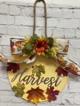 Harvest round wood sign yellow handmade hanging Wall Door Porch  10” New - £8.99 GBP