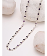 14Ct Round Cut Lab-Created Amethyst Women&#39;s Station Necklace in 925 Silv... - £103.10 GBP