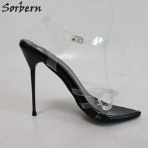 Sexy 16Cm Metal High Heels Sandals For Women Summer Shoes Cross Tied Clear Pvc S - £279.80 GBP