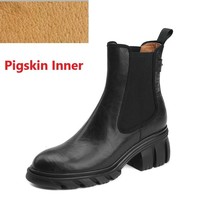 E winter shoes woman slip on round toe cowhide ladies retro shoes spring autumn chelsea thumb200