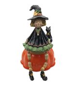 Kathy Hatch Witch and Black Cat Shelf Sitter 2001 Halloween Decorations - €14,58 EUR