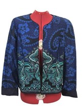 Coldwater Creek Sz 10 Black Blue Purple Paisley Blazer Jacket Career Cas... - $19.79