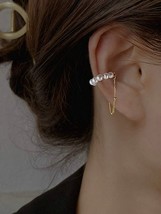 Women&#39;s ear earrings, piercing-free clip earrings, pearls, chain, fashion - £17.23 GBP