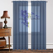 Joydeco Blue Sheer Curtains 54X84 Inch, 84 Inch Length 2 Panels Set, Rod Pocket - £25.56 GBP