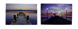 Zeckos Serene Pier At Sunset LED Lighted Canvas Print Set - £37.61 GBP