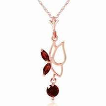 0.4 Carat 14K Solid Rose Gold Gemstone Elegant Butterfly Necklace Garnet 14&quot;-24&quot; - £293.98 GBP