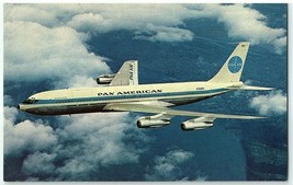 Pan Ams 707 Jet Clipper airline issued Airplane Postcard - £7.41 GBP