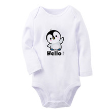 Hello Cute Romper Baby Bodysuits Newborn Animal Penguin Jumpsuits Infant Outfits - £8.90 GBP