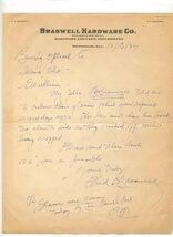 Braswell Hardware Co. Letterhead Demopolis Alabama 1937 - $17.82