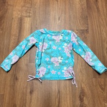  Ruffle Butts Girls Blue Pink Floral Long Sleeve Rash Guard Toddler Size... - $21.78