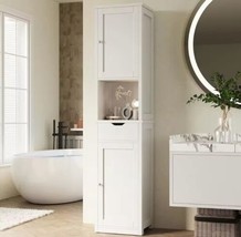 Slim Corner Floor Cabinet with Doors and Dra... Tall Bathroom Storage Cabinet - $107.51