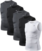 Men&#39;S Athletic Compression Shirts, Sleeveless Workout Tank Top,, Telaleo 5 Pack. - £32.89 GBP