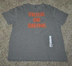Mens Halloween Shirt Trick or Drink Gray Crew Short Sleeve-sz 2XL - $14.85
