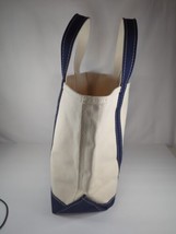 Vintage LL Bean Boat &amp; Tote Canvas Bag Navy Blue Made In USA 15 x 12 Beachbag - £47.20 GBP