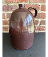 Antique Primitive Stoneware Crock Whiskey Jug Brown 1 Gallon 10 1/2” Tall - $134.42 CAD