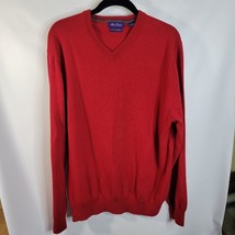 Mens Alan Flusser red Cotton/Cashmere V Neck Sweater Size Large - £16.07 GBP