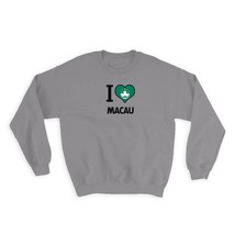 I Love Macau : Gift Sweatshirt Flag Heart Country Crest Macanese Expat - £23.01 GBP
