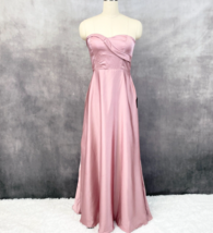 Lulus Real Romantic Satin Dress Womens Medium Pink Rose Prom Bridesmaid Dressy - £38.28 GBP