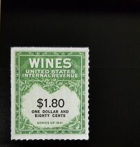1942 $1.80 U.S. Internal Revenue Cordial &amp; Wine, Green Scott RE151 Mint ... - $1.48