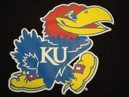 NCAA University of Kansas Jayhawks Graphic Print Logo Black T Shirt XL - £11.15 GBP