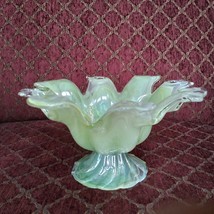 Lavorazione Arte Murano Glass Splash Bowl Sea Foam Green Italy 8” Dish - £37.82 GBP