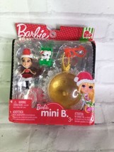 Barbie Mini B Holiday Christmas Dog Santa Dress Doll Toy Figure Brown Hair No 27 - £10.89 GBP