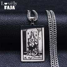 Stainless Steel, Wicca / Tarot Card, The High Priestess Theme Pendant / ... - £18.37 GBP