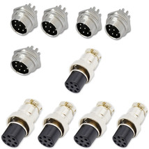 5Sets 8 Pin Male/Female Panel Microphone Chassis Mount Audio Connector For Radio - £24.15 GBP