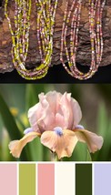 5-strand boho necklace or bracelet + long single strand, rose, green, lavender - £31.25 GBP