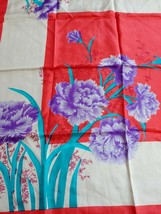 Vtg Silk Floral Scarf Red White Purple Square 33&quot; Head Neck Business Work Lady - £22.53 GBP
