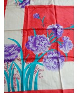 Vtg Silk Floral Scarf Red White Purple Square 33&quot; Head Neck Business Wor... - £22.64 GBP