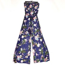 Sandiva Women&#39;s Jumpsuit Blue Pink Floral Stretch Strapless Tie Waist Si... - $547.41 MXN