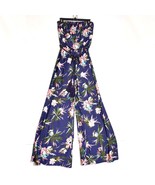 Sandiva Women&#39;s Jumpsuit Blue Pink Floral Stretch Strapless Tie Waist Si... - $39.31 CAD