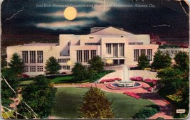 Postcard GA Joel Hurt Memorial Fountain Night View Vintage Linen Photo E... - £8.14 GBP
