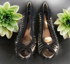 Avon Black W/ Gold twist suede air walk cushion heels Women’s Size 7 - $26.53