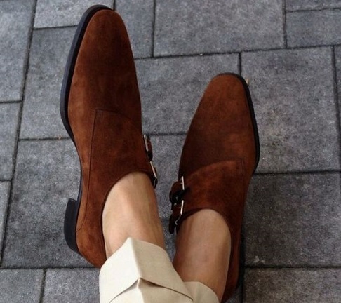 NEW Handmade Brown Suede Shoes, Men's Monk High Quality Shoes, Men's Straps Shoe