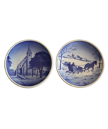 Lot 2 Royal Copenhagen Denmark Blue White Mini Wall Plates Landmark Scen... - $266.20 MXN