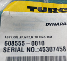 NEW Turck 608555-0010 Cable Assembly 4-Pin 10M  RSSD RJ45S 441  - $114.00