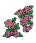 VTG 2 Punch Needle Needlework Violets Floral Applique Patch  Purple Green - $550.79 MXN