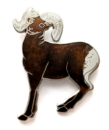 VTG Bighorn Mountain Sheep Enamel Lapel Pin Brown White Animal Wildlife - $17.64 CAD