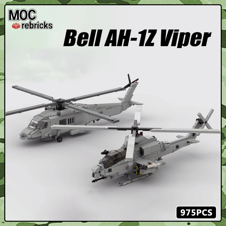MOC Military Series Bell AH-1Z Viper Soldiers Weapon Building Block Model Set - £154.99 GBP