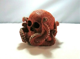 Octopus Skull Red Orange Kraken Human Skull Statue Figurine - £19.94 GBP