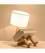 Wooden Robot Table Lamp LED Desk Light for Bedroom, Bedside &amp; Study Room... - $129.00